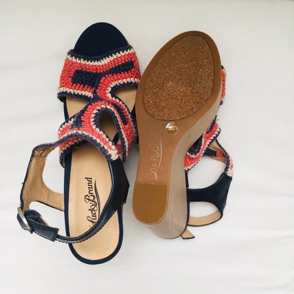 Lucky Brand Riverr Crochet Wedge Sandals 7.5 - Picture 7 of 8
